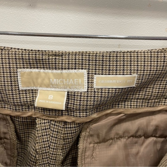 Michael Kors Grammercy Fit Herringbone Trouser Pants Tan Brown Size 8 - Picture 7 of 9